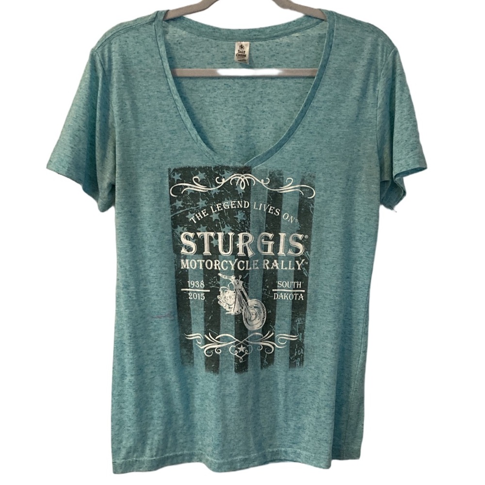 Sturgis Rally Tee XL – 2015 Salt Creek V-Neck Black Hills Motorcycle Rally